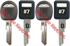 NEW GM Single Sided VATS Ignition Keys #7 (PAIR) + Doors/Trunk OEM Keys (PAIR)
