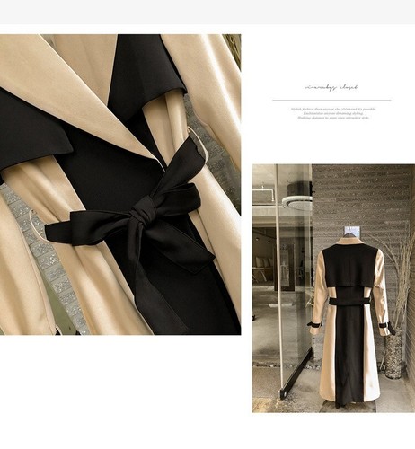 Ladies Cream Black Luxury Classic Street Trench Long Esme Jacket Coat 8 10 - Picture 11 of 17