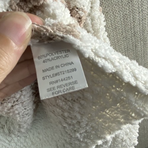 C&C California Cardigan Sweater Womens S White Striped Boucle Pockets Open - Picture 5 of 8