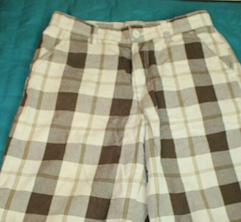 Pantalones Cortos Arizona Niños Talla 16 (28x11) Marrón A Cuadros Cintura Ajustable Foto 3 de 4