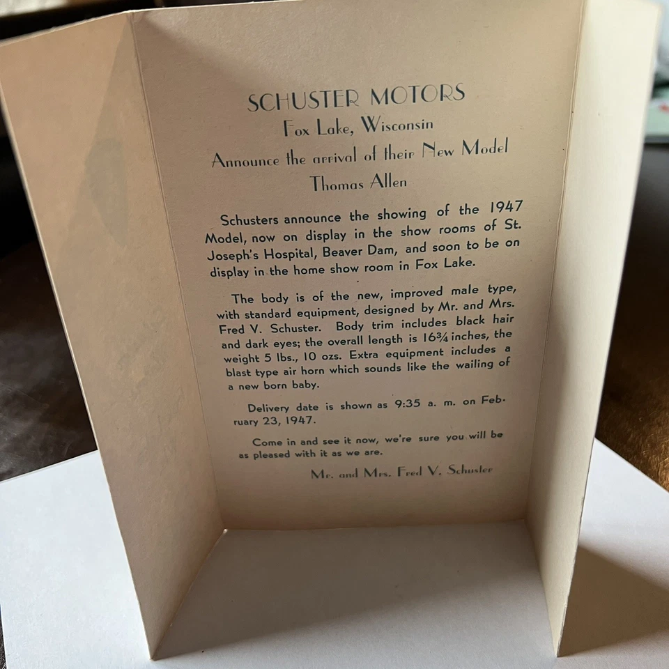 Folleto publicitario Shuster Motors Plymouth Desoto 1947 Fox Lake Wisconsin Foto 4 de 4