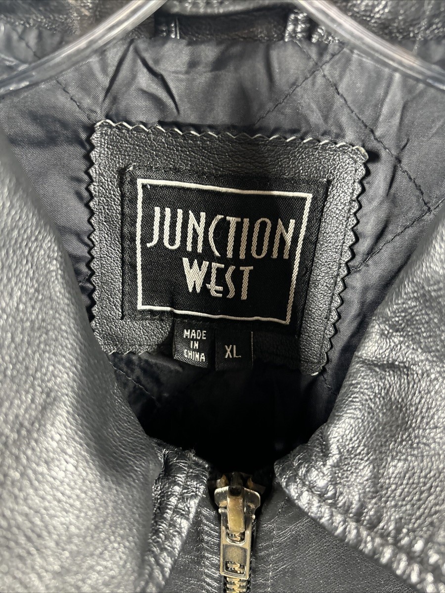 JUNCTION WEST Mens Faux Black Leather Quilt Lined Full Zip JUNCTION WEST Mens Faux Black Leather Quilt Lined Full Zip