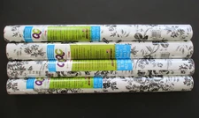 4 Rolls Vintage Kittrich Toile Shelf Drawer Liner Floral Black & White