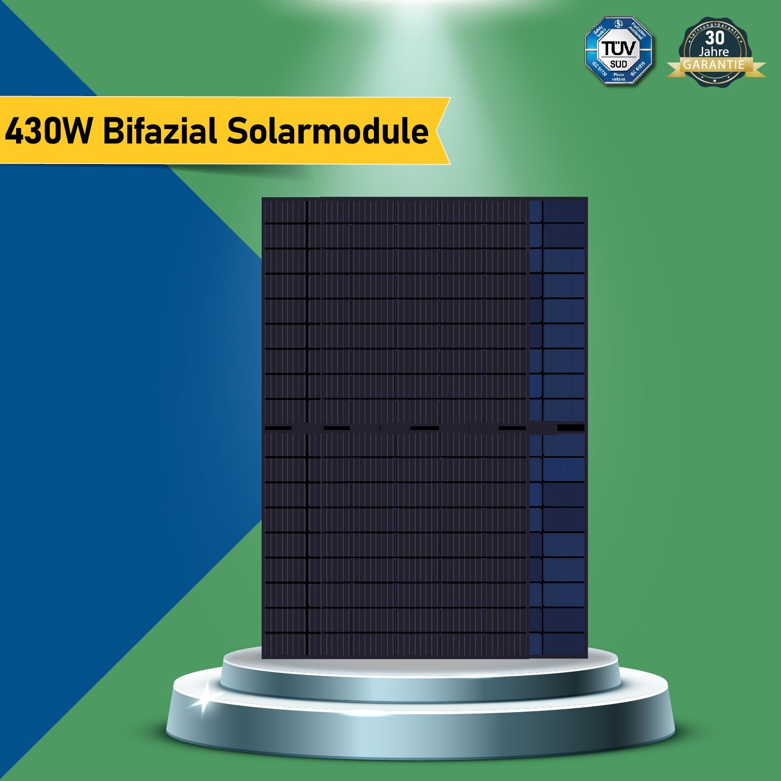 Sunpro 430W M10 N Type Mono Bifacial Schwarz Solarmodul