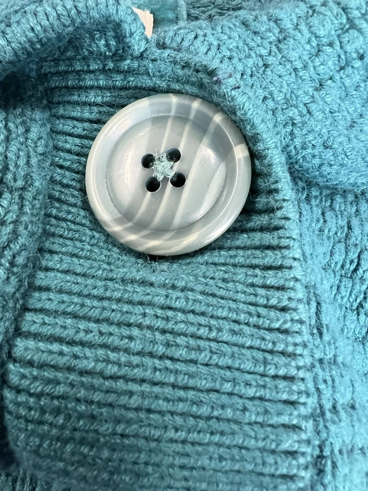 L.L.Bean Long Sleeve Mock Neck Cardigan With Angora Medium Turquoise Size L - Image 4 of 4