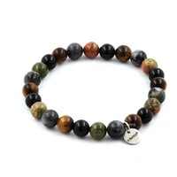Steine Und Mineralien. Armband Perlen Labradorit + Tigerauge + Unakit + Ag