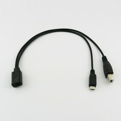 USB-C 3.1 Type C Female to Micro & USB 2.0 B Male Data Charge HDD Printer Cable