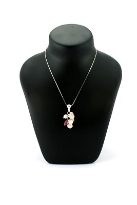 925 Hall gemarkt Sterling Silber Kette Halskette mit rosa Quarz Tropfen