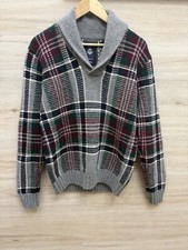 Gant 100 Lambswool Sweater Jumper Shawl Plaid Mens Size Medium