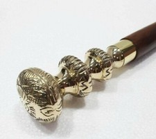 Antique Style Brass Handle Cane Handcrafted Wooden Shaft Walking Stick for Gift