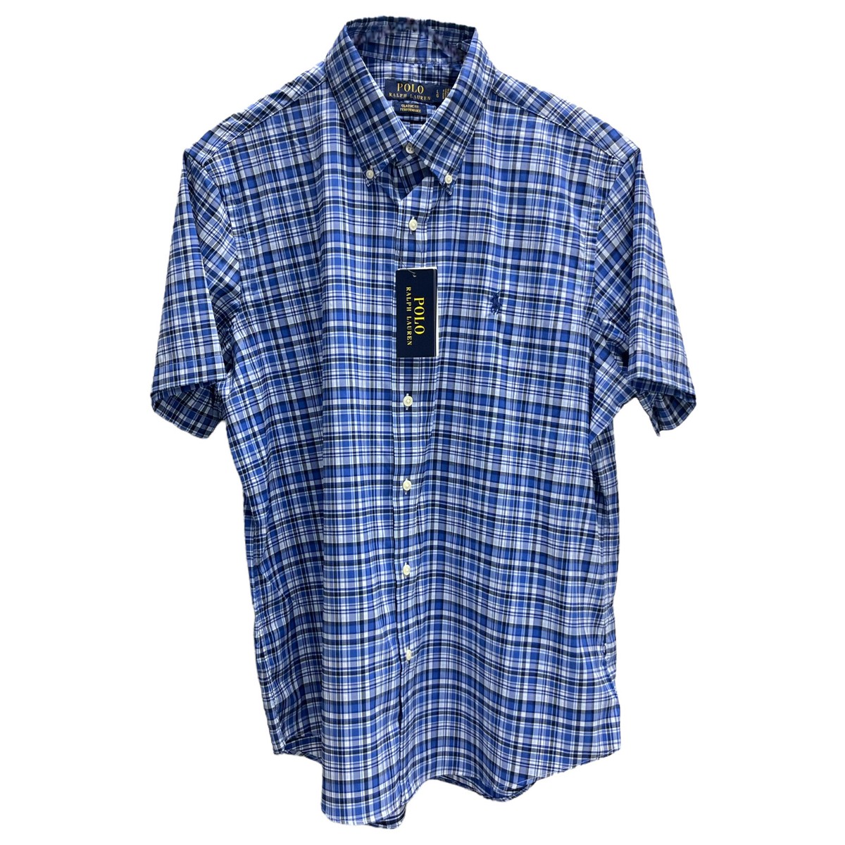 Polo Ralph Lauren Performance Short Sleeve Shirt Blue Plaid Polo Ralph Lauren Performance Short Sleeve Shirt Blue Plaid