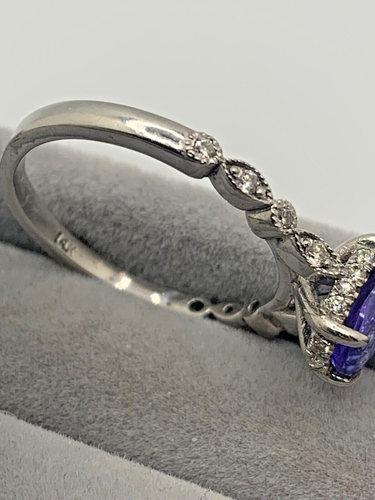 Gorgeous Tanzanite and Diamond 14K White Gold Ring.Hidden Halo.EGL.UGS APPRAISE - Picture 12 of 12