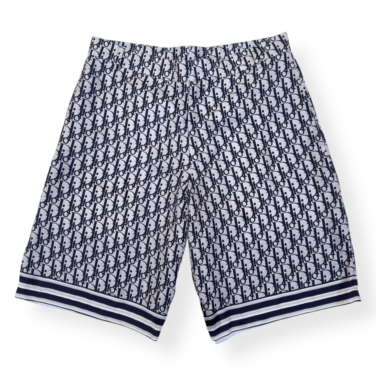 DIOR OBLIQUE SILK BERMUDA SHORTS BLACK / WHITE 48 / M RRP£1250