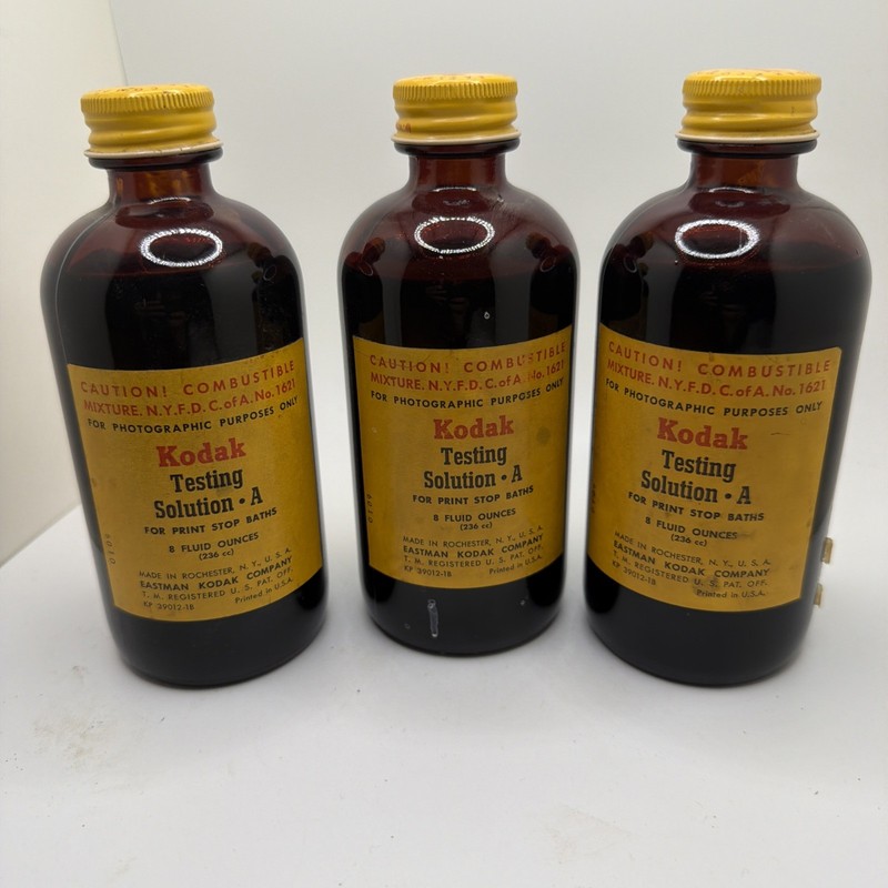 Kodak Vintage Testing A Solution. 3 Bottles
