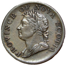 NS-1D3 Thistle Token 1832 Nova Scotia Half Penny #24911