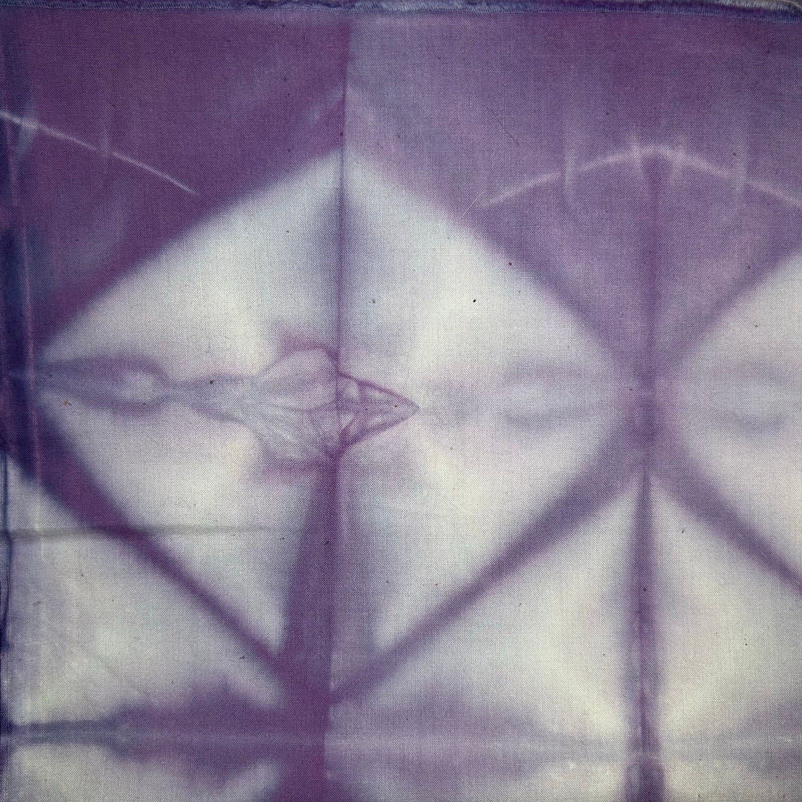 Purple Blue Batik Cotton Fabric with Large Triangle Design Hand Dyed 1/2 Yard  