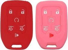 LemSa 2Pcs Rubber 6 Buttons Key Fob Cover Case Remote Keyless Protector Bag
