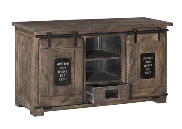 Industrial Lowboard Dunkel Holz Mango Massiv Kommode Grau Sideboard Niedrig-image