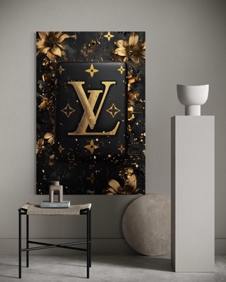 Brand Leinwand Bild Dekoration Wandbild Luxus Lifestyle Logo Designer Blumen LV