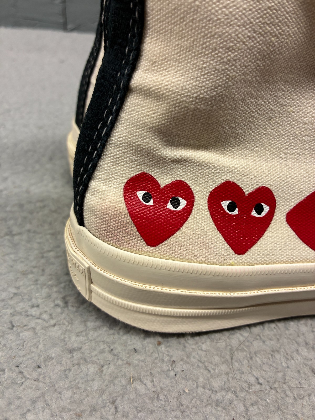 Converse x Comme des Garçons Play Cream Chuck Taylor High Top Sneakers Women's 8 thumbnail 3