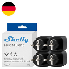 Shelly Plug M Gen3 Schwarz - WLAN & Matter Smarte Steckdose, Leistungsmessung, 1