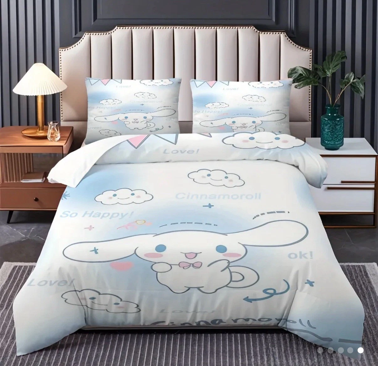 Cinnamoroll Bedding Set Blue Sanrio Full Duvet Cover & Pillowcases