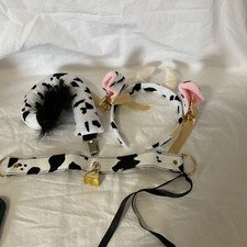 3 Piece Cow Costume Accessories Headband, Tail, Collar Halloween Cosplay NIB