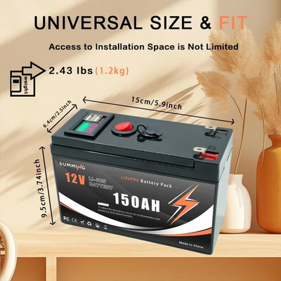 12V 18650 Lithium Akku 150000mAh LiFePO4 4000+ Deep Cycles eingebaute BMSUPS, K