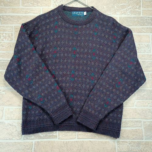 Saint James, Vintage LOAFERS Sweater Reed St James Fair Isle USA Large Long Sleeve Crew