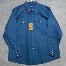 Wrangler Western Shirt Mens 2XL Cowboy Cut Firm Finish Pearl Snap Dark Teal