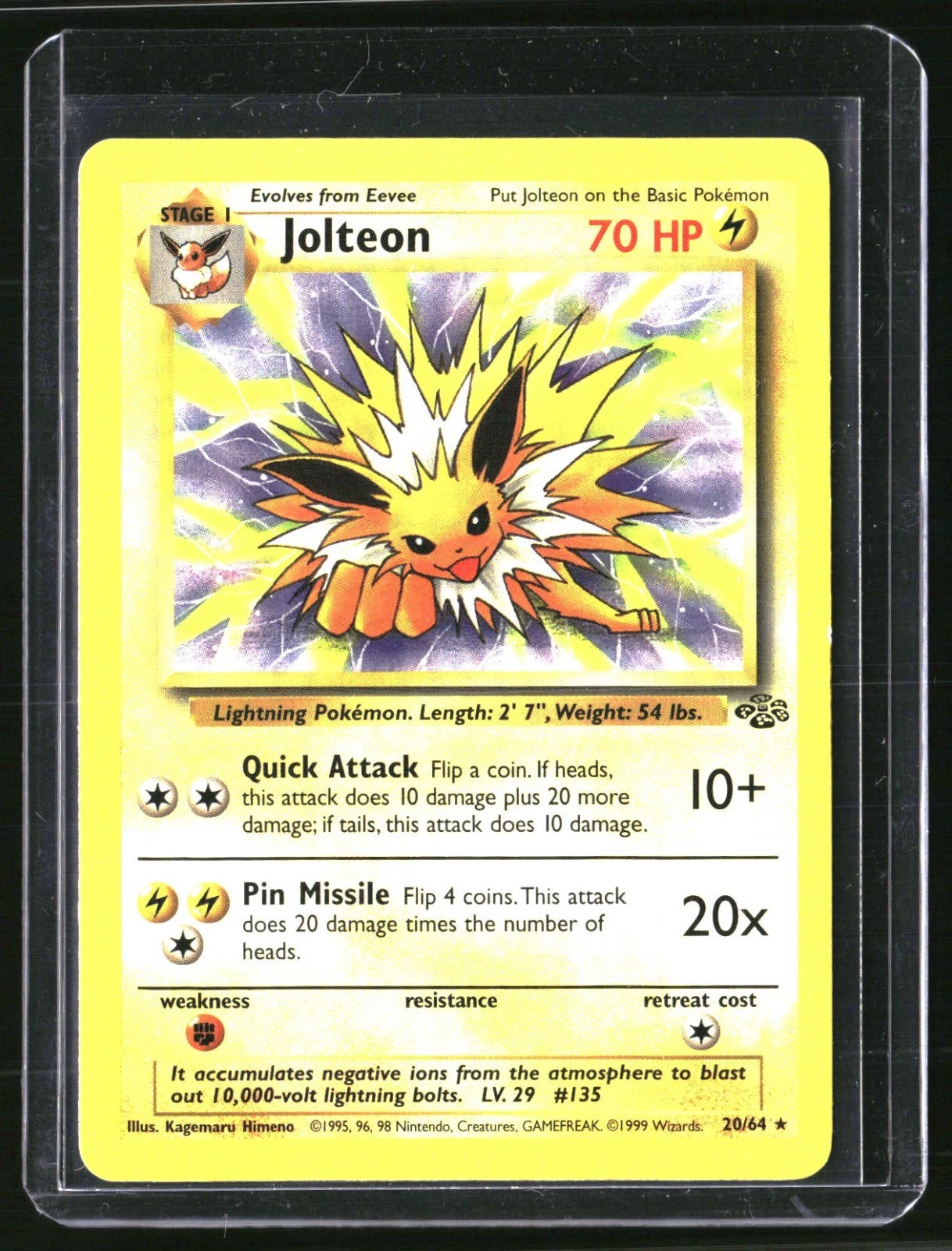 1999 Pokémon Jungle Unlimited Jolteon Rare Non-Holo 20/64
