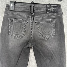 True Religion Halle Jeans Womens 28 Gray Mid Rise Super Skinny Denim Stretch