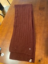 Vintage ETIENNE AIGNER Acrylic Scarf Burgundy w/White Embroidered Logo 8''x58''