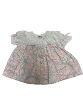 Vintage Nannette Easter Dress 12 Month Short Sleeve Lace Pink-Blue-White USA RJ7