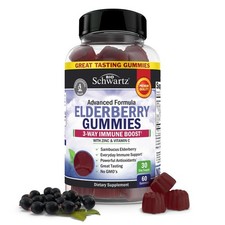 BioSchwartz Elderberry Gummies with Zinc and 60 Count Pack of 1 , Berry