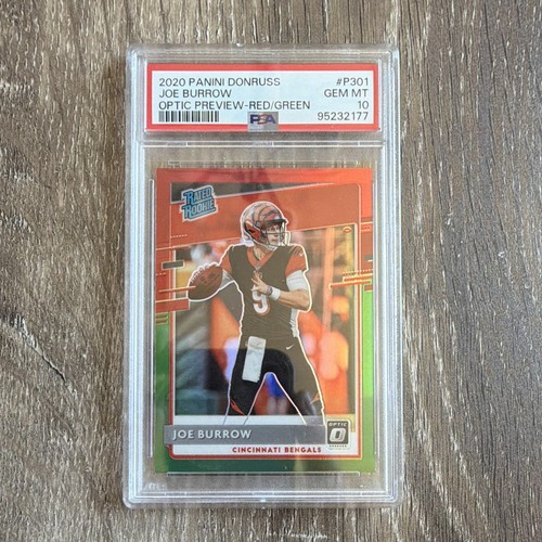 Panini 2020 Donruss Rated Rookie Joe Burrow P-301 Red/Green PSA 10