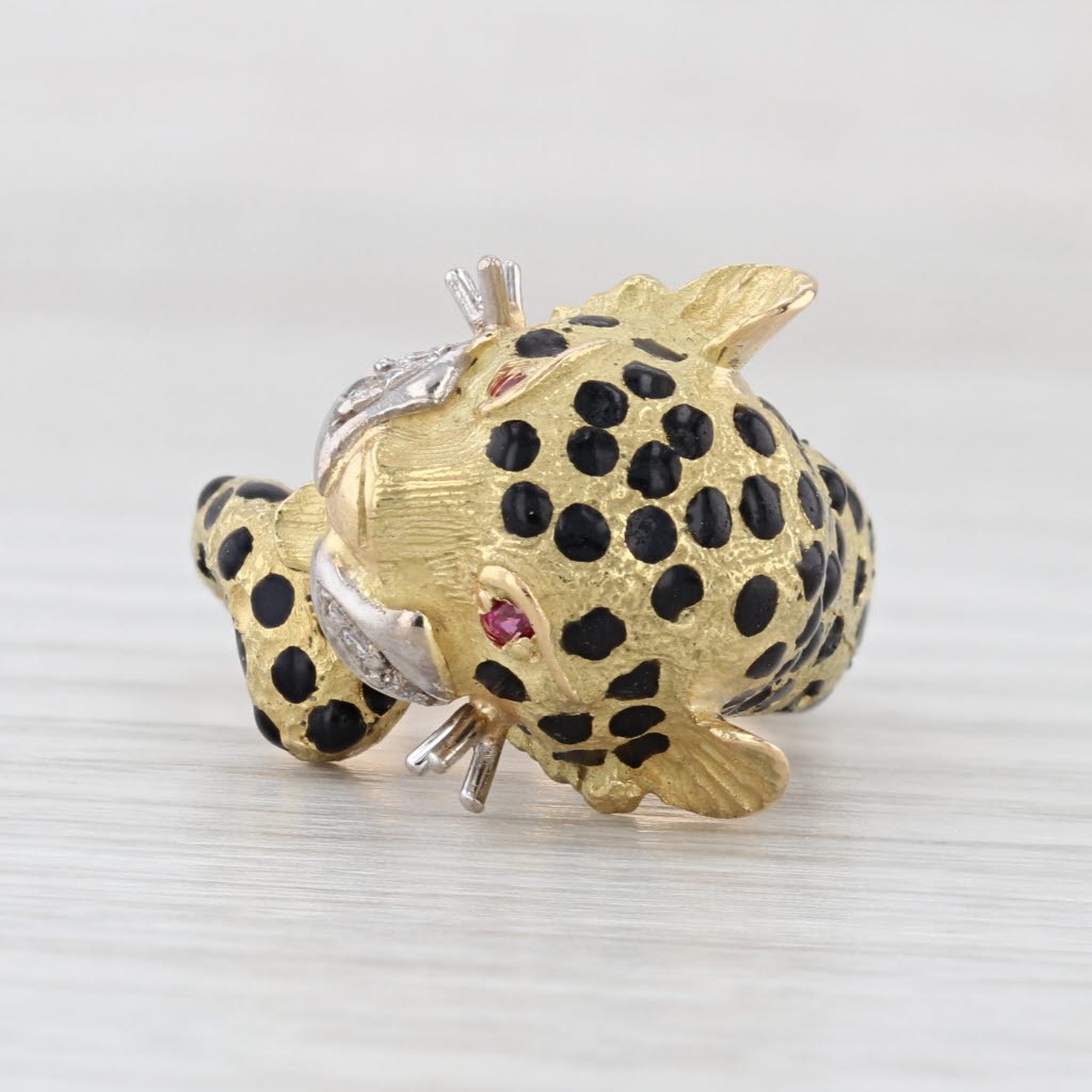 Leopard Ring Diamond Lab Created Ruby 18k Yellow … - image 2