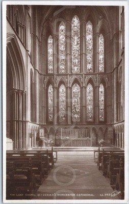Worcester antike Postkarte Lady Chapel Kathedrale England Innenraum