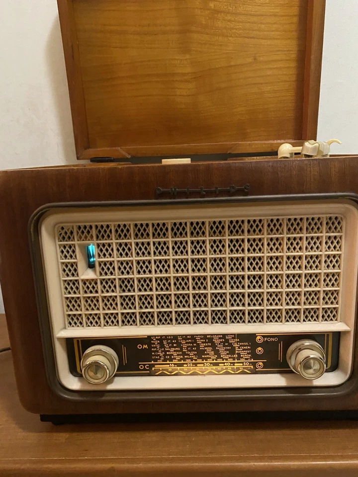 RADIO Vintage A VALVOLE PHILIPS HI 450 A Anni 50 Giradischi Non Funziona - Imagen 2 de 4