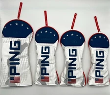 PING USA Leather Driver, Fairway Wood, Hybrid Cover (White & Blue) - Individual