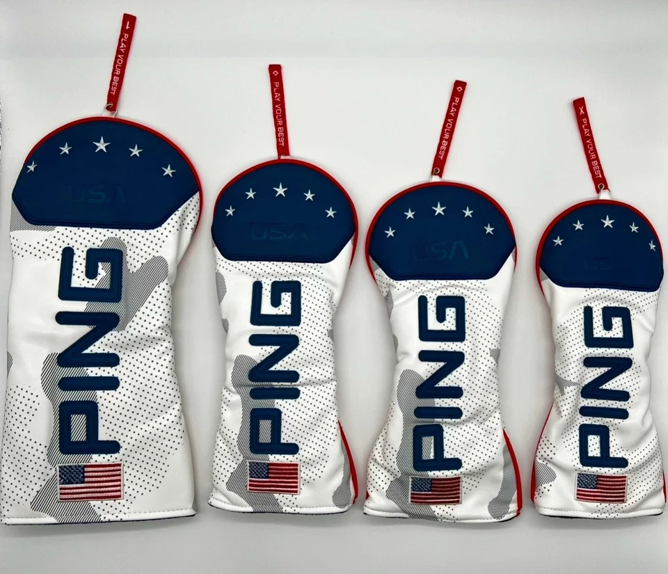 PING USA Leather Driver, Fairway Wood, Hybrid Cover (White & Blue) - Individual