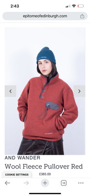 574-1281098 2021 and wander CALAMAi wool fleece pullover quartersnap crimson red