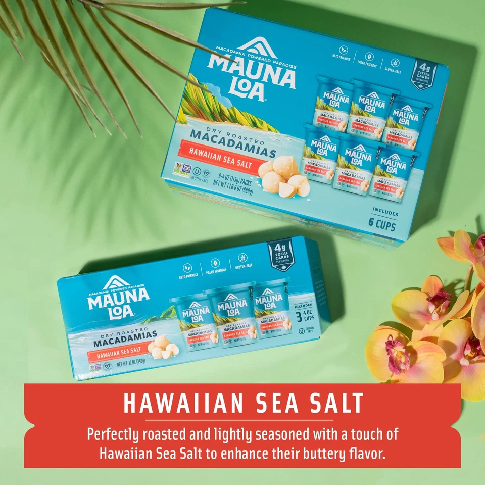 Mauna Loa Macadamia Nuts Dry Roasted with Hawaiian Sea Salt 4oz Pack of 6 - Image 3 of 4