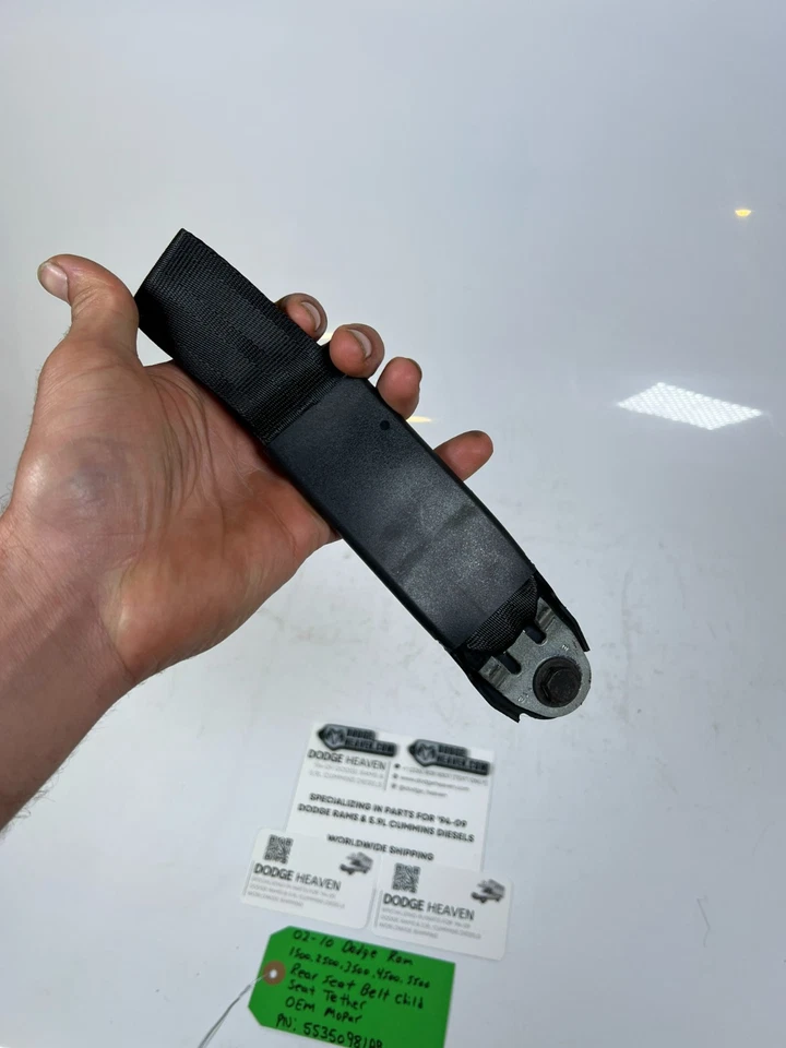 Cinturón de seguridad trasero Dodge Ram 1500-5500 2002-2010 OEM, correa de asiento infantil 55350981AB Foto 2 de 4