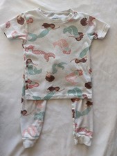 Carter's Toddler Girl Off-White 2 Pc Mermaid Print Short Sleeve Pajama Set Sz 4T