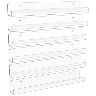 6 Pack Clear Acrylic Shelves 12 Nursery Book Shelves for Wall Floating