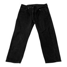 Levis 505 Jeans Mens 38x30 Black Straight Leg Denim Zip Fly Classic Regular Fit