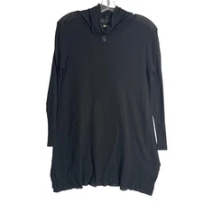 Cynthia Ashby Mesh Long Sleeve Top Womens M Black Sheer Lagenlook Layering Tunic