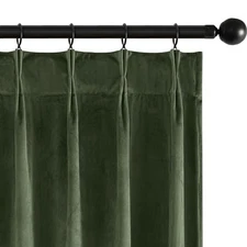  Velvet Curtains 96 inches Long, Pinch 40"W x 96"L (Pack of 2) Olive Green