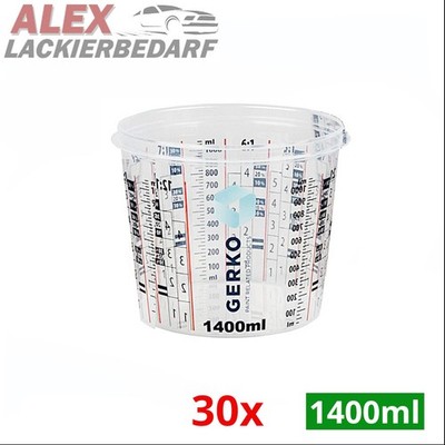 30x 1400ml GERKO Mischbecher Meßbecher Farbmischbecher mit Skala Autolack